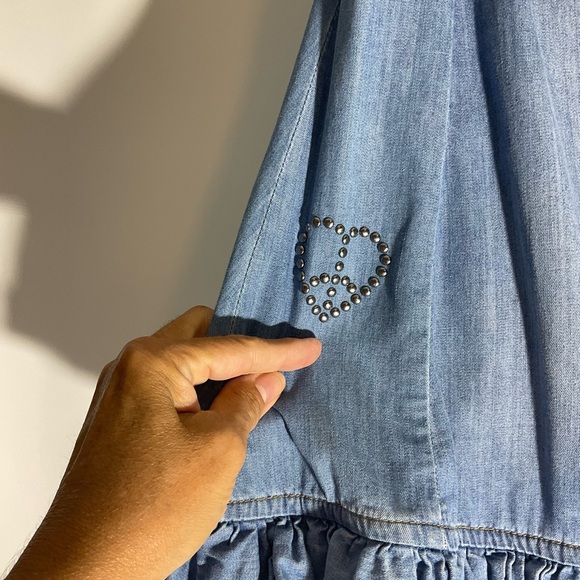 Anthropologie Odd Molly Crisscross Ruffle Jean Mini Skirt Back Zip Size 2; CUTE! - Picture 5 of 16